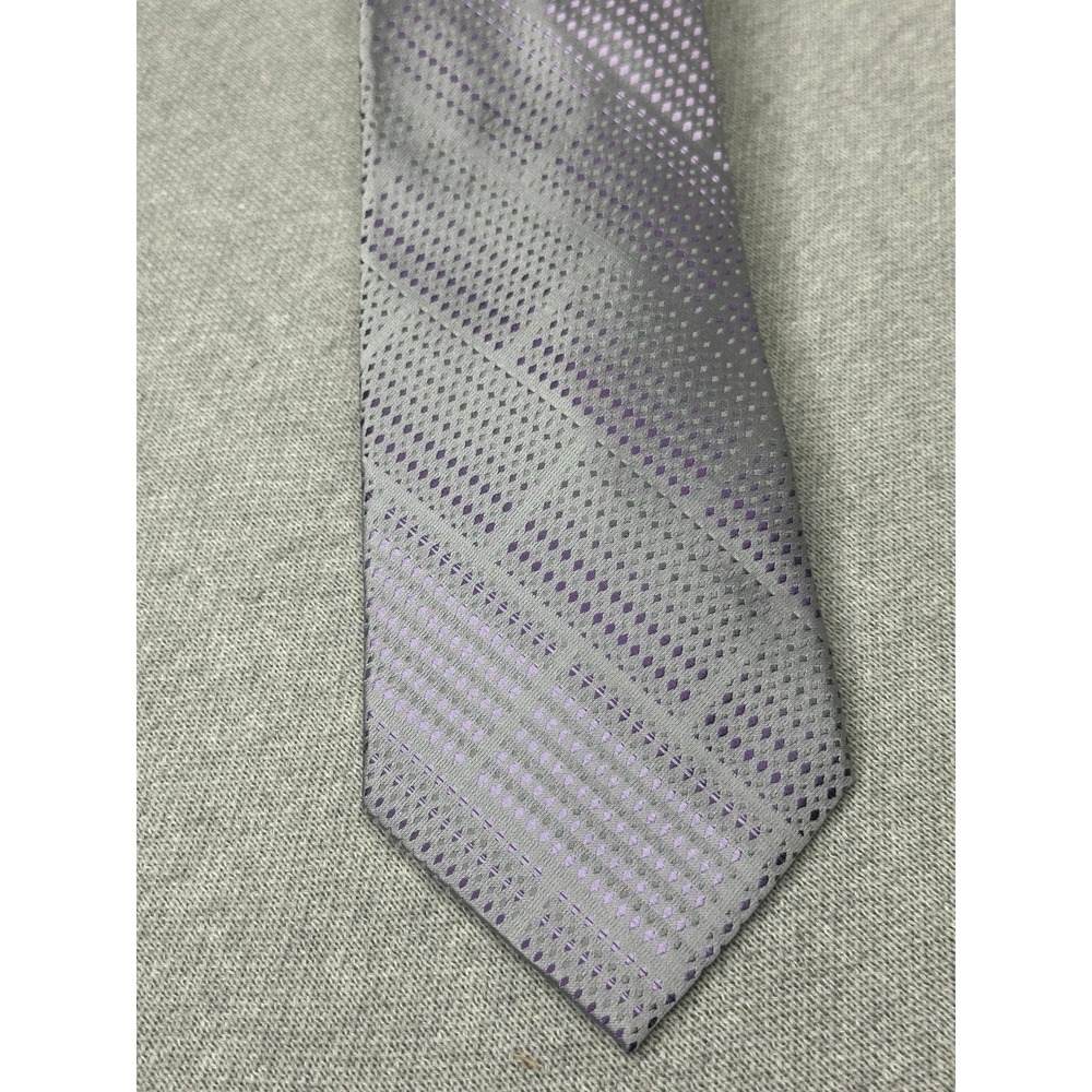 Men's Silk Neck Tie iridescent lavender geometric stain resistant Power Tie